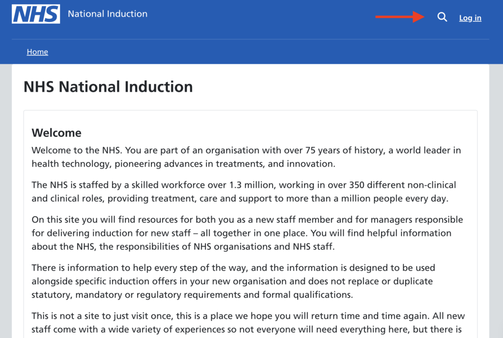 National Induction VC - Home Screen