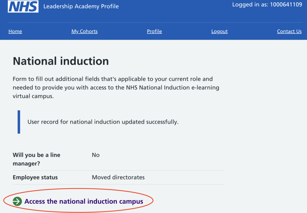 National Induction - Additional missing details